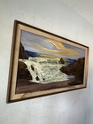 Large Antique European Ocean Seascape Coastal Oil Painting Old Vintage Lag 1960s