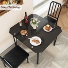 Modern Dining Table Set For 2 Dinette Kitchen Glass Table With 2 Cushion Chairs