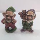 Vintage 1960s Elf Gnome Christmas Elves  2  Figurines Chalk Ware Made In Japan 