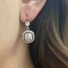 Art Deco Old Mine Cut Lab Created Diamond Wedding Bridal 925 Silver Earrings