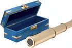 Nautical Solid Brass Handheld Telescope Blue Wooden Box Pirate Spyglass Sailor S