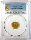 1868 Spain Philippines Gold Peso G1p Isabel Coin - Certified Pcgs Au53