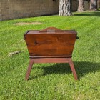 Antique Primitive Wooden Dough Box On Stand     Early American Farmhouse Furniture