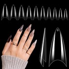  Clear Stiletto Nail Tips  500pcs Half Cover Soft Gel Nail Tips Medium 