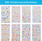 870 Pcs Cute Mini Puffy Stickers For Kids Girls 3d Small Tiny Kawaii Stickers In