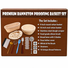Premium Banneton Proofing Basket Set 9pcs Round Oval Bread Dough Rattan Kit
