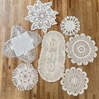 Vintage Lace Doily Lot Of 7 Handmade Crochet Lace Doilies 