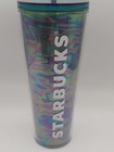Starbucks Multicolor Iridescent Tumbler Coffee  Mug Tall Cup Purple Straw  Tea 