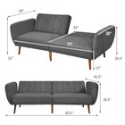 Modern Sofa Bed Convertible Futon Sofa W  3-level Adjustable Angle Function Grey