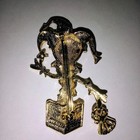 Vintage Jack-in-the-box  Jester  Clown Brooch pin-red   Green Crystals- avante 