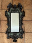 Antique 19th Century Italian Green Carved Wood Plaster Gothic Angel Mirror