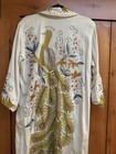 Antique Vintage Asian Chinese vietnamese  Embroidered Peacock Kimono Robe As-is