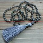 Gray Labradorite Gems Tibet Buddhist 108 Prayer Beads Mala Necklace Meditation