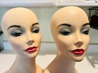 Two Vintage Mid-century Style Swan Neck Painted Female Mannequin Heads  Set  2