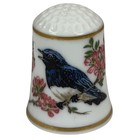 Songbirds Of World Blue   White Flycatcher Franklin Porcelain Robin Hill Thimble