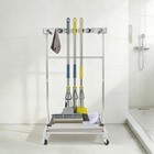 Mobile Mop Rack  Cleaning Tool Cart Storage For Garden Garage Schools