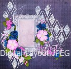 Digital Layout - Purple   Blue Mixed Media Moments Collage Scrapbook Page Jpeg