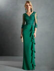 Green Mother Of The Bride Dress Ruffles Appliques Wedding Party Guest Gowns New