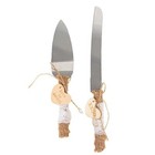 Silver Wedding Cake Knife And Server Set Natural Jute Lace Handles Party Events