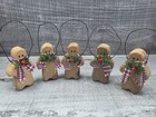 Vtg Lot 5 Wood Christmas Ornaments Gingerbread Men Folk Primitive Rustic G37e