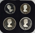 1976 Canada Olympic Four  4  Coin Proof Silver Set In Wood Case  4 336 Oz Asw 