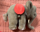 Vintage 1960s Steiff Grey Mohair Elephant blanket bells ear Button 6 x 8  vg 