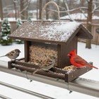 Wooden Bird Feeder Large Capacity Wood Birdfeeder For Feeding Outside Garden 