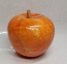 Vintage Italian Alabaster Marble Apple W  Wood Stem  Polished Paperweight      8