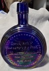 Vintage Wheaton Glass Theodore Roosevelt Blue Iridescent Decanter Bottle 8 