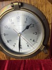Port Hole Ship Clock On Wood Vintage Solid Brass Nautical Quartz Glass Opens
