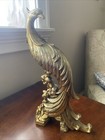 Vintage Syroco Pair Gold Peacocks Bird Of Paradise Statues Figurines 12 