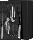 4pcs Rhinestone Toasting Flutes Cake Cutting Set Wedding Couple Gift silver