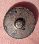 Antique Victorian Gay 90s Brass Button - Emerald Green Glass Jewel - 1 5 8  -   