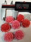 26mm Synthetic Coral   Pink Colored Carved Rose Beads 7 Roses 1    - Free Ship