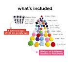 Incraftables Pom Poms With Googly Eyes   Glue Stick  2000 Pcs Craft Pompoms 