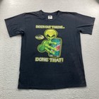 Vintage Mountain Dew Alien T Shirt Men Large Black Faded Soda Promo Ufo Pepsi
