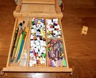 Large Lot  Artist Paints Brushes Oil Chalk Pastels Acrylic Supplies Easel Case