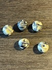 Vtg Set Of 5 Bakelite Ball Bead Buttons Black Cream Swirl 3 4   