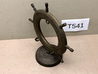Vintage Brass Nautical Ship Helm Steering Wheel W  Stand - Decor