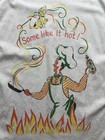 50s Vintage Novelty Print Apron Tabasco Some Like It Hot White Obscure Rare