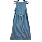 Vtg Maxi Dress Pm Blue Linen Grunge Cottagecore Boho Embroidered Granny Modest 
