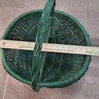 Vintage Large Green Wicker Basket With Handle 16 X 13 5 X 8 5