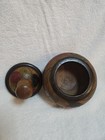 Hand Painted Round Wooden Trinket Box Floral Pattern Vintage Colors