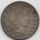 1908 S Barber Quarter  Vg