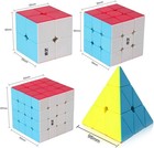 4 Pack Speed Cube Set  Speed Cube 2x2 3x3 4x4   Pyramid Magic Cubes Brain Teaser
