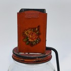 Vintage Hazel Atlas Glass Nut Grinder Red Floral Hand Crank Kitchen Jar 1940s