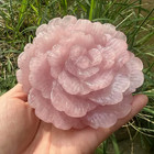 1pc Natural Pink Rose Quartz Carved Peony Flower Skull Crystal Reiki Gift