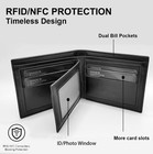 2 Pack Men Slim Wallet Rfid Blocking Carbon Fiber Leather Bifold Card Id Holder