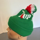 7-up Stocking Hat Vintage Cap Ski Pom Winter Beanie 1970   s 1980   s Green Red Knit