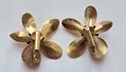 Pair Vintage Mid Century Metal Enamel Orange Flower Power Earrings Clip-on Daisy